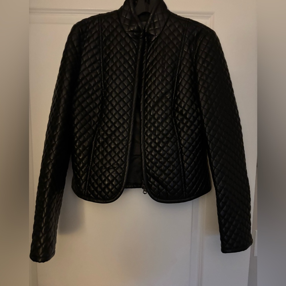 Armani Exchange Quilted Black Leather Jacket
